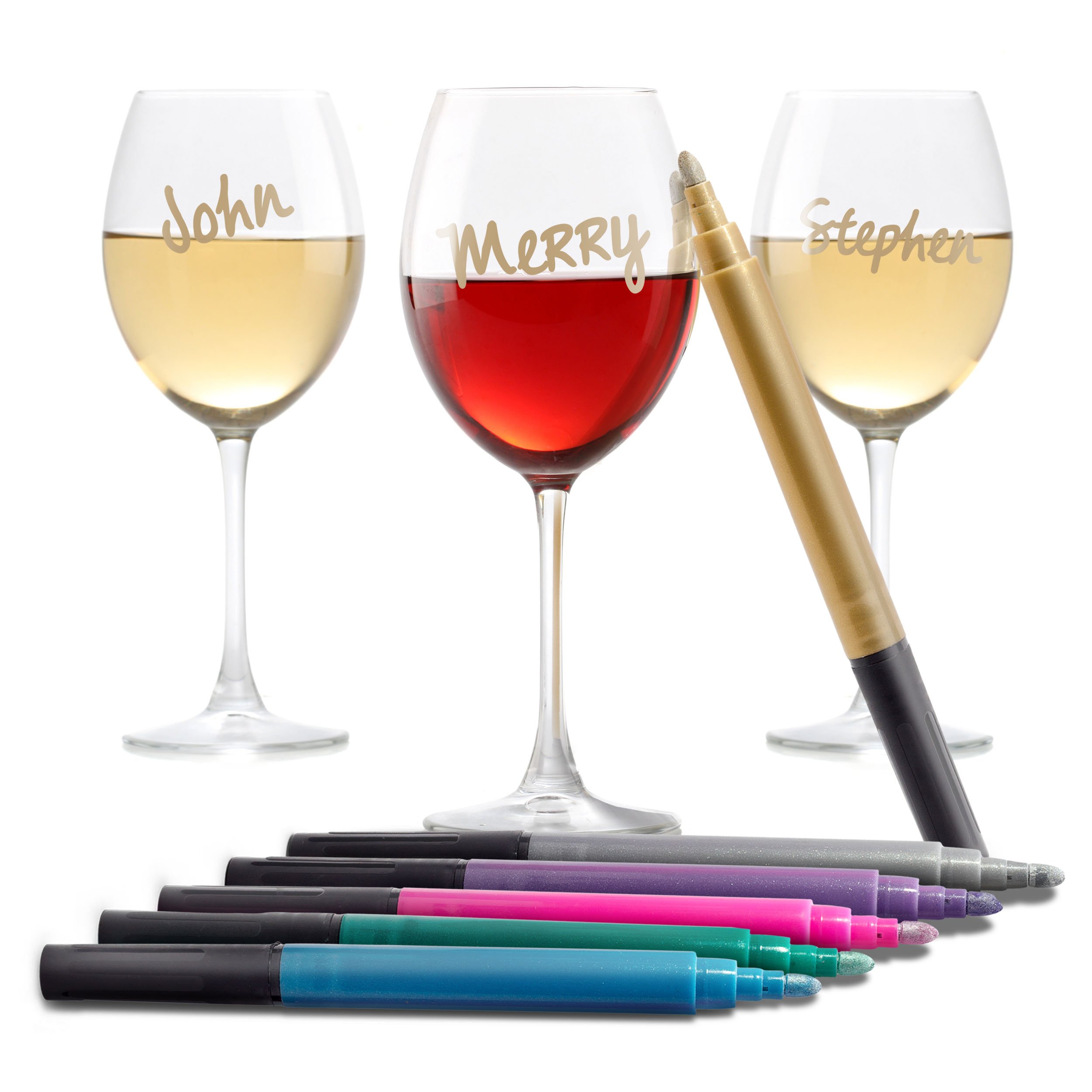 Vino Amore Metallic Wine Glass Pens 6-Pack