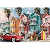 JJYHULK 2000 Piece Puzzle for Adults, Puzzles for Adults 2000 Pieces, Colorful Coastal Beach Houses Vintage Car Jigsaw Puzzles, Family Fun Puzzle Perfect for Game Nights, 39" X 28"