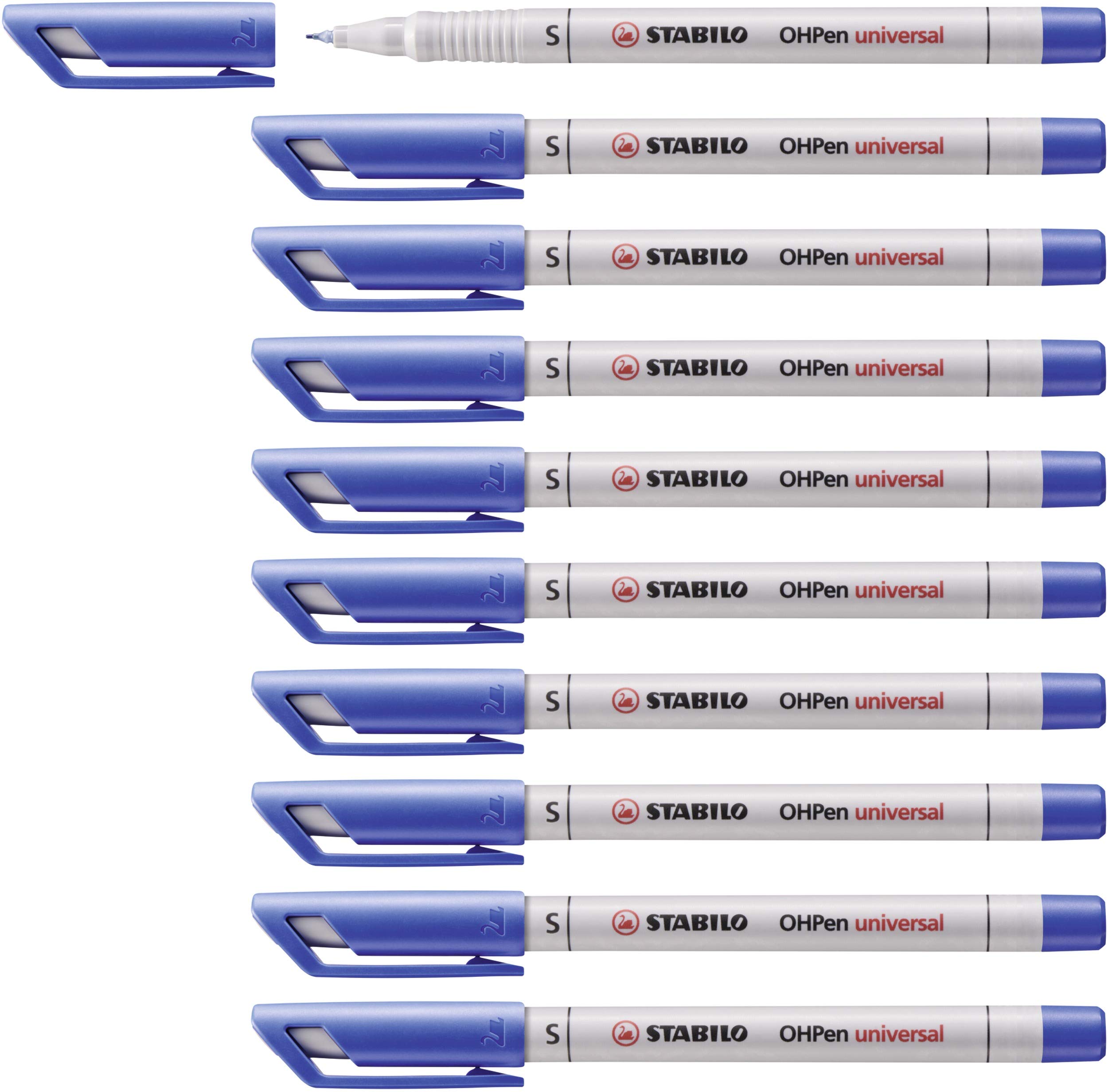Overhead Pen - STABILO OHPen universal - Water Soluble Superfine - Pack of 10 - blue
