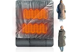 FlyfreeU Portable USB Heated Blanket, 3 Heat Settings Wearable Heated Blanket Throw 3 Hrs Auto Off, Overheat Protection Soft USB Heating Blanket Wrap Machine Washable, Grey (Battery Pack Not Included)