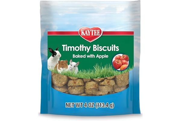 Kaytee Timothy Biscuits Baked Treat for Pet Guinea Pigs, Rabbits & Other Small Animals, Apple, 4 oz