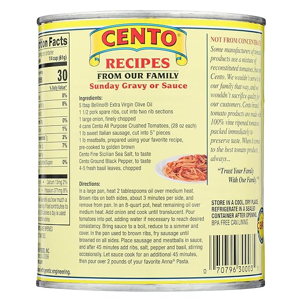 CENTO FOODS, CRUSHED TOMATOES, 28 OUNCE