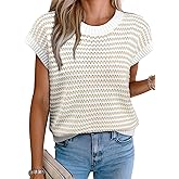 EVALESS Women's Sweater Vest Striped Pullover Tank Top Round Neck Cap Sleeve Lightweight 2025 Summer Casual Clothes