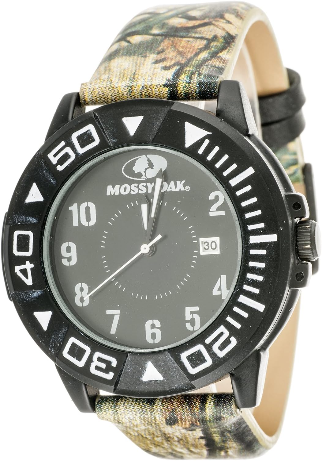 Mossy Oak Mens Black Camouflage Leather Watch