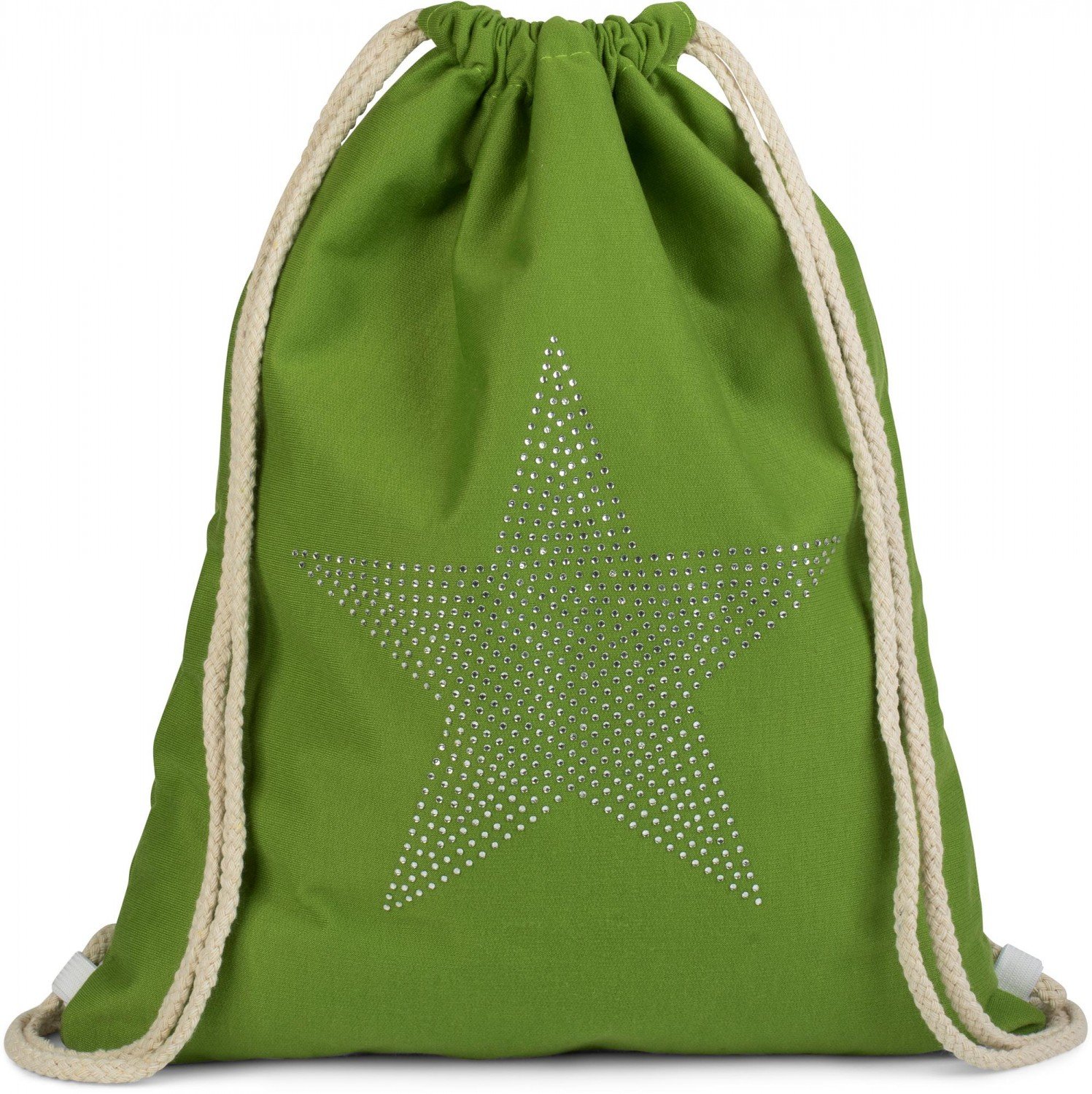 styleBREAKER gym bag with rhinestone star applique, rhinestone rucksack, bag, unisex 02012123, color:Green