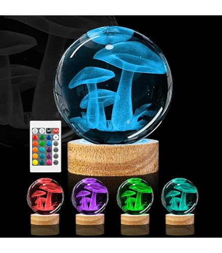 DCORIUNTG 3D Crystal Ball Night Light with 16 Colors, 60mm Glass