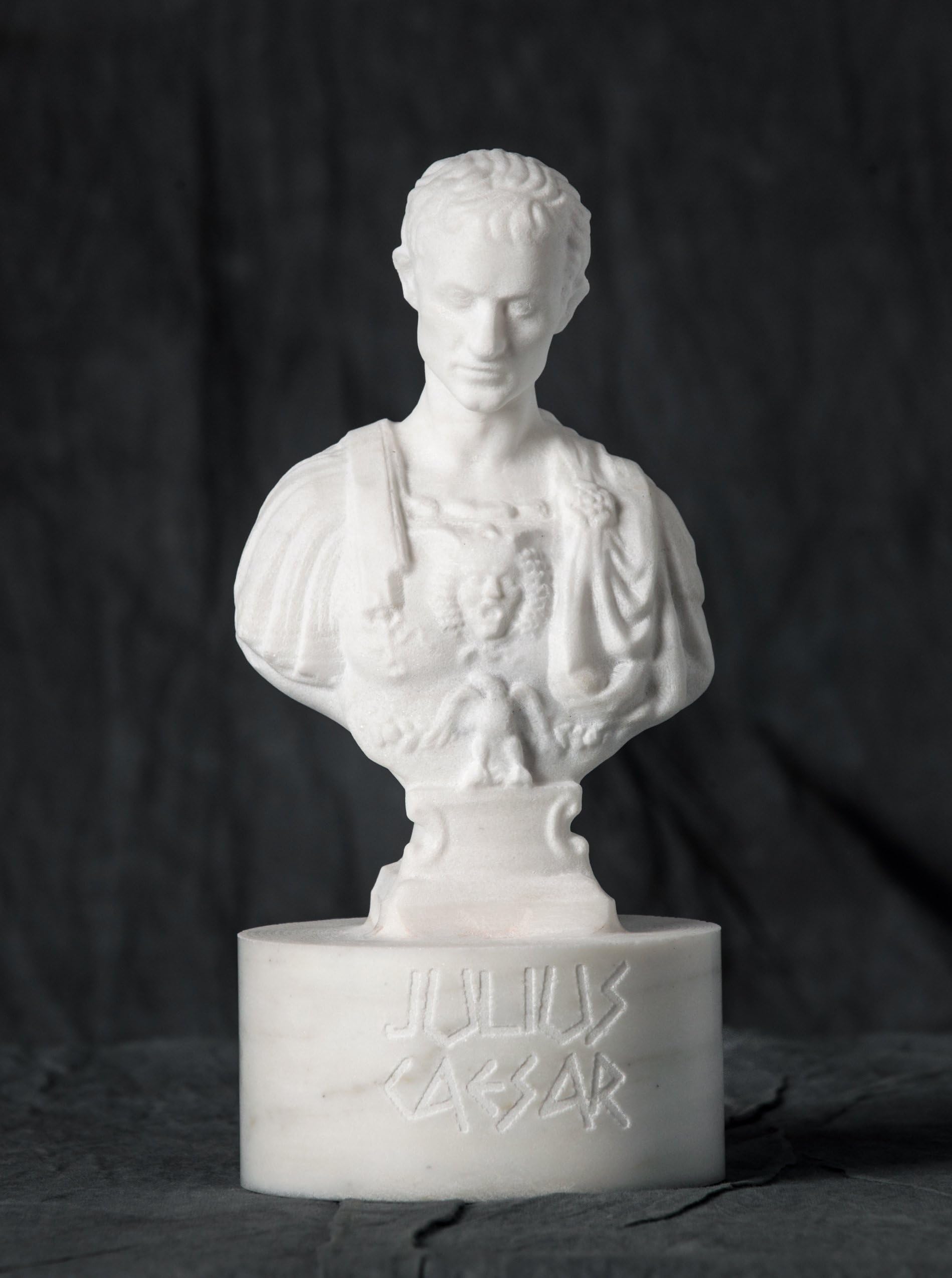 Bust of Gaius Julius Caesar Statue Carved Greek Marble Figurine Artist Sculpture