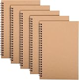 Yafe 5 Pack Spiral Notebooks A5 Kraft Cover 60 Sheets 120 Pages Lined