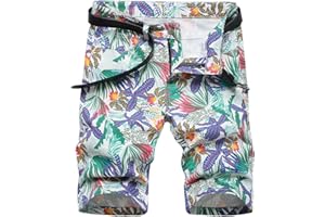 Baylvn Men's Casual Fashion Ripped Short Jeans Slim Fit Denim Short