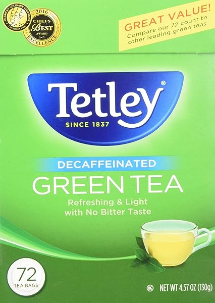 TETLEY GREEN TEA, DECAFFEINATED ‑ 72 BAGS, 4.57 OZ BOX