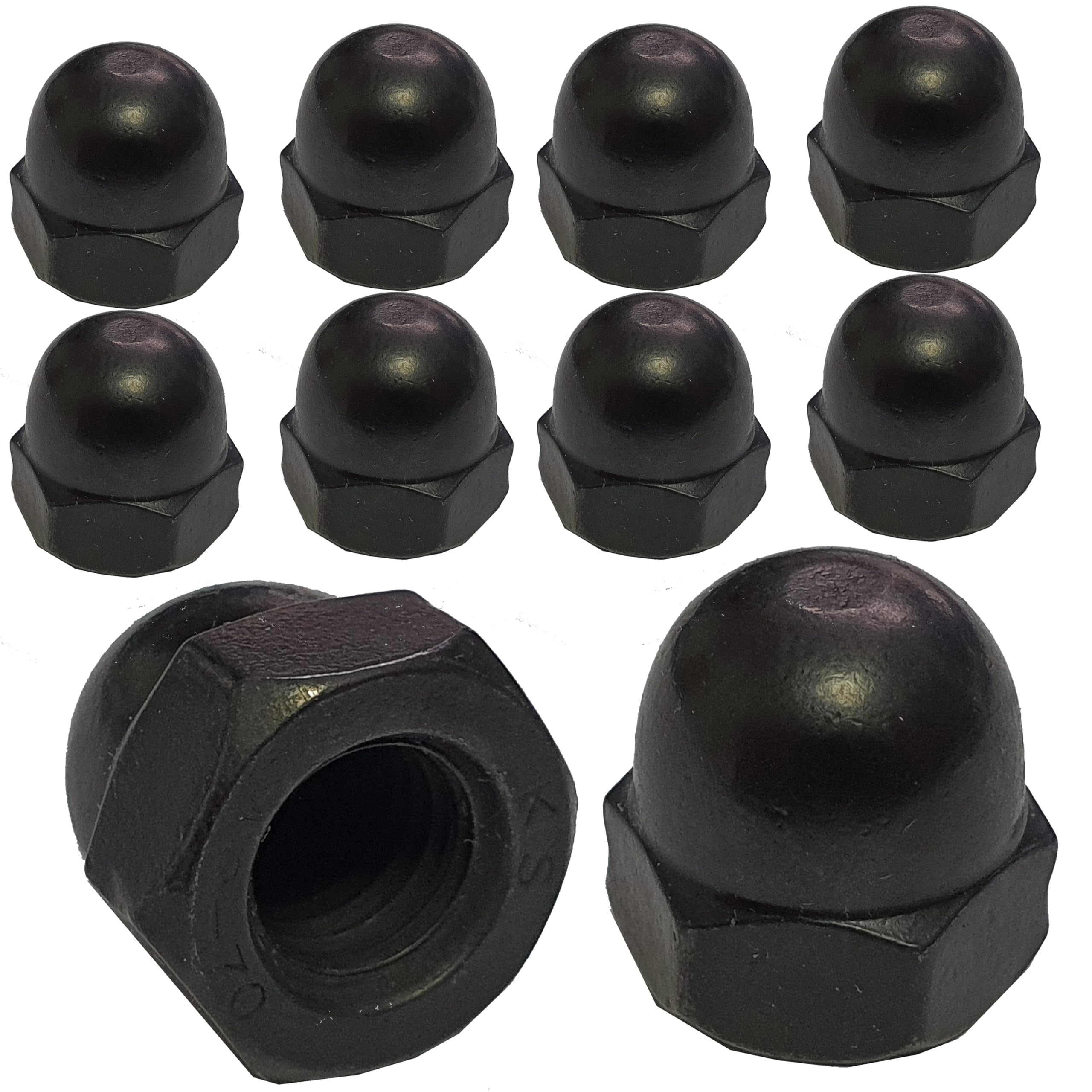 Black Stainless Steel Dome Nuts DIN1587 Blackened Finish Nut Fasteners and Fixings (Pack of 10) (M10 /10mm)