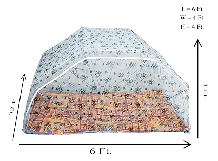 Elegant Mid Size bed foldable mosquito net - 4 * 6 Blue color