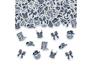 kreat4joy Denim and Diamonds Party Decoration Confetti - 200pcs Western Cowgirl Table Confetti Double-Sided Printing 5Types f