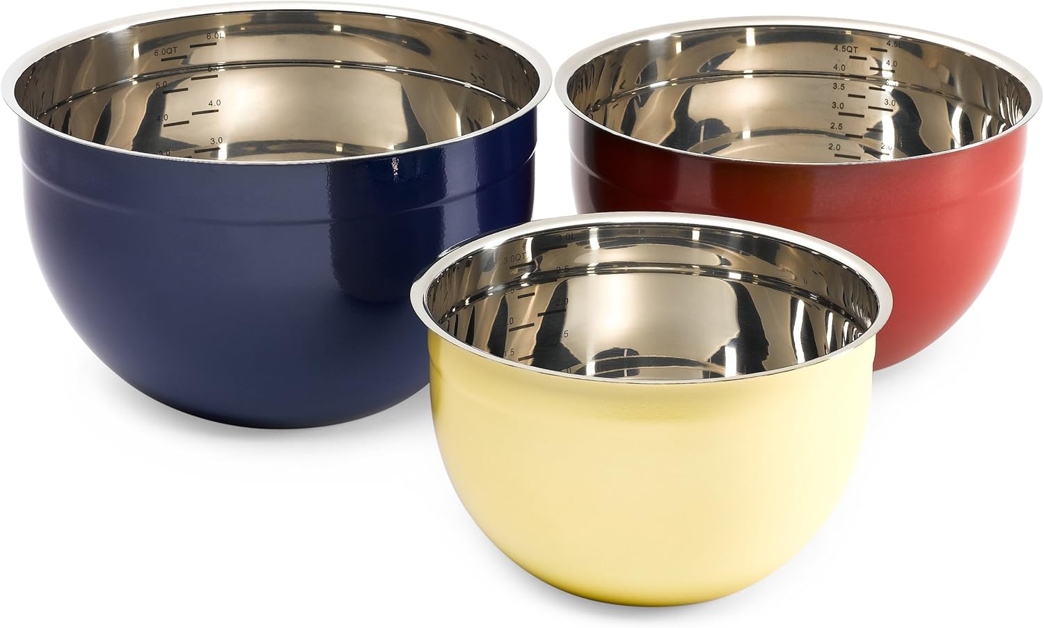 Gourmet Standard 3 piece Porcelain Coated Colored Mixing