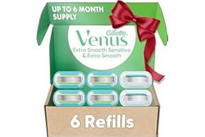 Gillette Venus Womens Razor Blade Refills, Venus Extra Smooth 4 Count and Venus Deluxe Smooth Sensitive 2 Count, 6 Total Refills, Holiday Gifts for Women