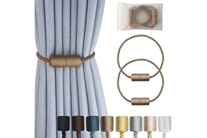 Hangtty Magnetic Curtain Tiebacks 2 Pack Khaki Curtain Rope Tieback Curtain Holders for Drapes Modern Tie Backs Decorative Curtain Holdbacks