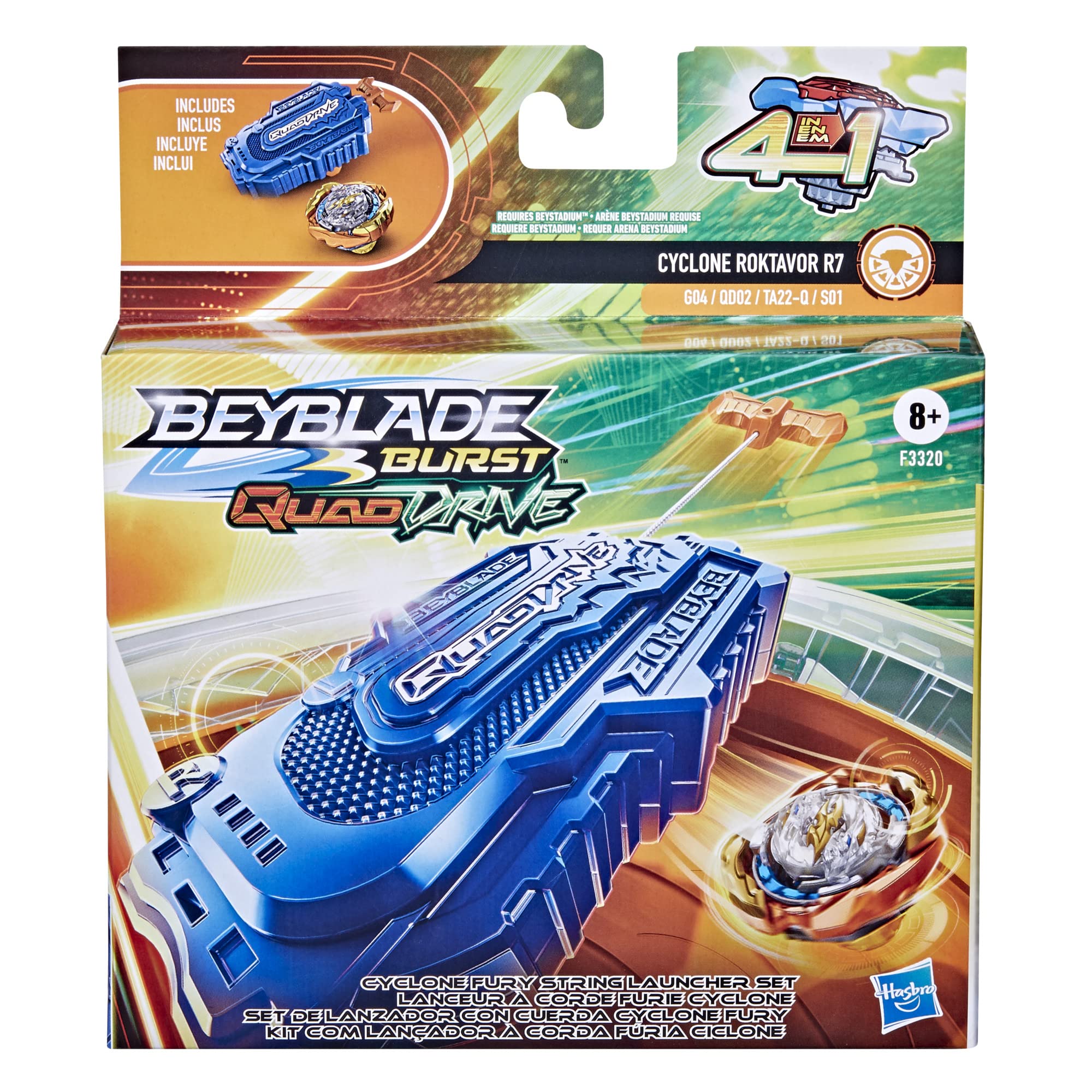 Beyblade Burst QuadDrive Cyclone Fury String Launcher Set - Battle Game Set with String Launcher and Right-Spin Battling Top Toy