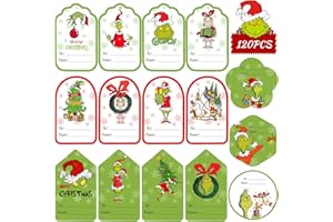 ONIBOGO 120 Pcs Christmas Gift Tags Gift Stickers, Gift Labels for Christmas Presents, Self Adhesive Christmas Wrapping Paper Holiday Decorations
