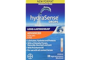 hydraSense Advanced Eye Drops Single Use Vials, Fast and Long-Lasting Relief, Preservative Free, With Provitamin B5, 20 Count