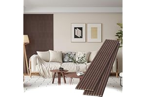 POHARE Wood Slat Wall Panels, 2 Pack Accent Decorative Acoustic Wood Slats for Wall and Ceilings, Acoustic Panels for Interior Wall Décor on Felt Back Board, Walnut, 8 x 1 ft