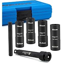 NEIKO 02290B Lug Nut Socket Set, 1/2” Impact Thin Wall Flip Socket