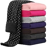 Cooraby Girls Cotton Fleece Lined Leggings Thick Thermal Pants Kids Basic Full Length Tights Winter Warm Clothes