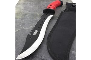 AGENS STORE 16" FULL TANG RED SHARPENED MACHETE KNIFE w/ SHEATH Hunting Survival Fixed Blade + free eBook by Only US