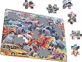 Larsen PG5 Monster Trucks Race 35 Piece Jigsaw Puzzle with Tray & Frame view 7