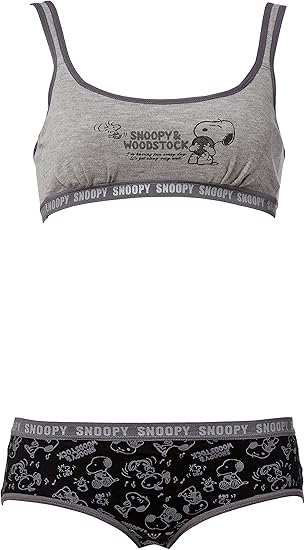 Amazon チーカス Snoopy ハーフトップブラ と ローライズショーツ 上下セット オトナのためのかわラクインナー ソフトカップ付き ノンワイヤー キャラクター スヌーピー Sn5h 228 レディース セット 通販