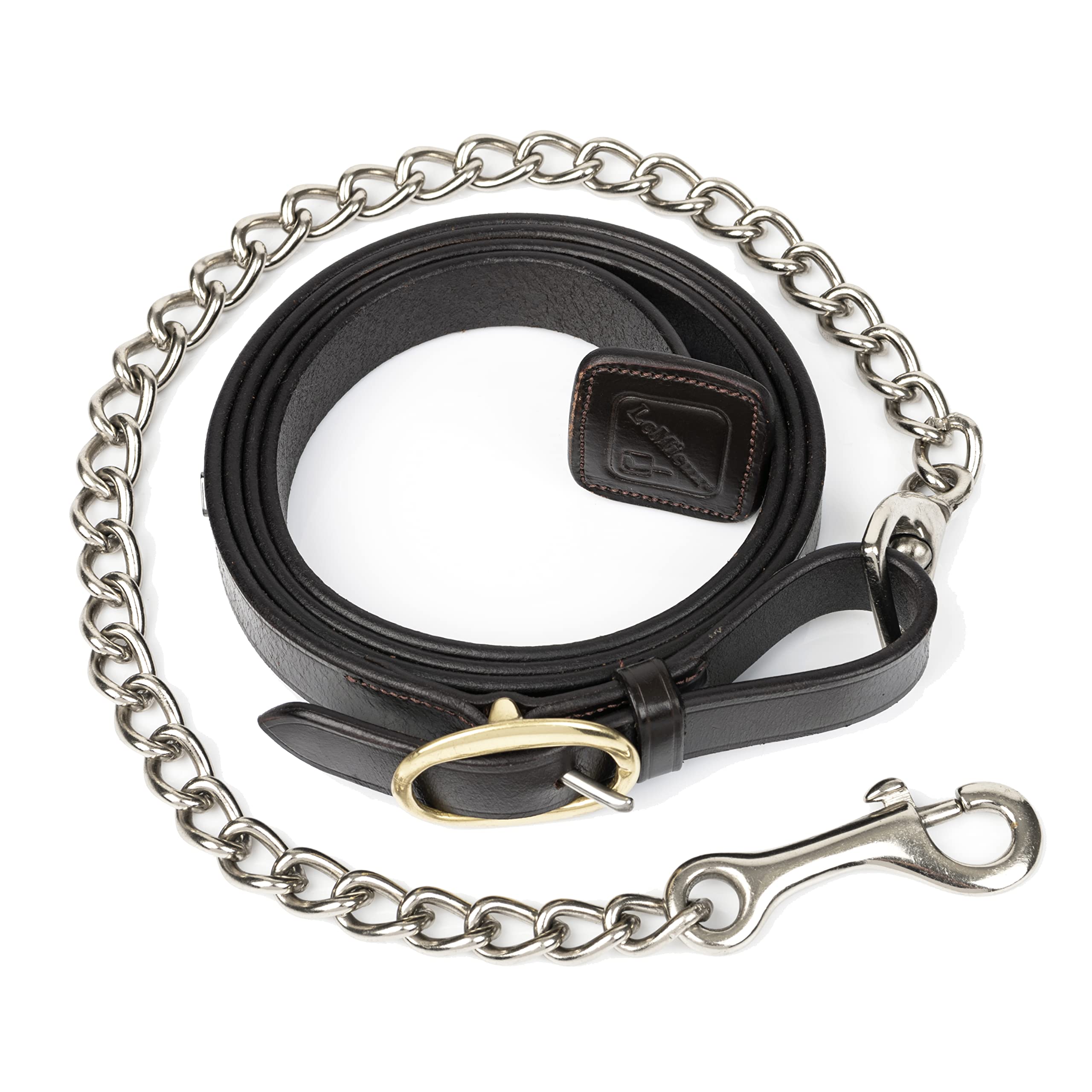 LeMieux Leather Trot Up Chain for Horses in Brown - Detachable - Easy to Use Trigger Clip - One Size