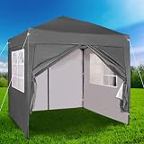mcc direct 2m x 2m Pop-up Gazebo Waterproof Canopy Grey with Sides view 8
