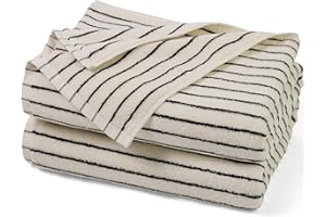 Jacquotha Black and White Striped Bath Towels Set of 2, Lighter & Quick Dry Towels Large 27.5 x 55 inches, Farmhouse for Bathroom, Pool, Shower