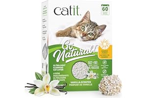 Catit Go Natural Bamboo Lightweight Cat Litter, Vanilla Scented 3.6 kg, Dust Free, Strong Clumping Cat Litter, Easy to Clean,