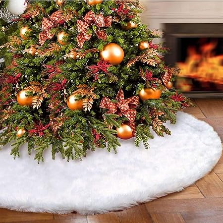 Tappeto Albero Di Natalechristmas Tree Skirtbianca Lusso Gonne Per Alberi Di Natale Per Festa Natale Partito Vacanza Decorazione 122cm