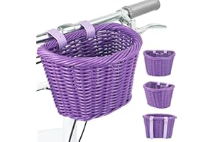 BALINGE Kids Bike Basket for Girls/Boys/Toddler - Lightweighted Front Handlebar Basket with Adjustable Leather Straps，Compatible with Children Bikes，Toddler Balance Bikes，Kids Tricycles，Scooters