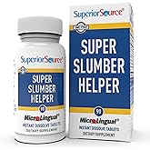 Superior Source Super Slumber Helper - Melatonin Supplement with L-Theanine & Chamomile Flower - Supports Healthy & Natural Sleep with Valerian Root Powder & GABA - 90 Instant Dissolve Tablets