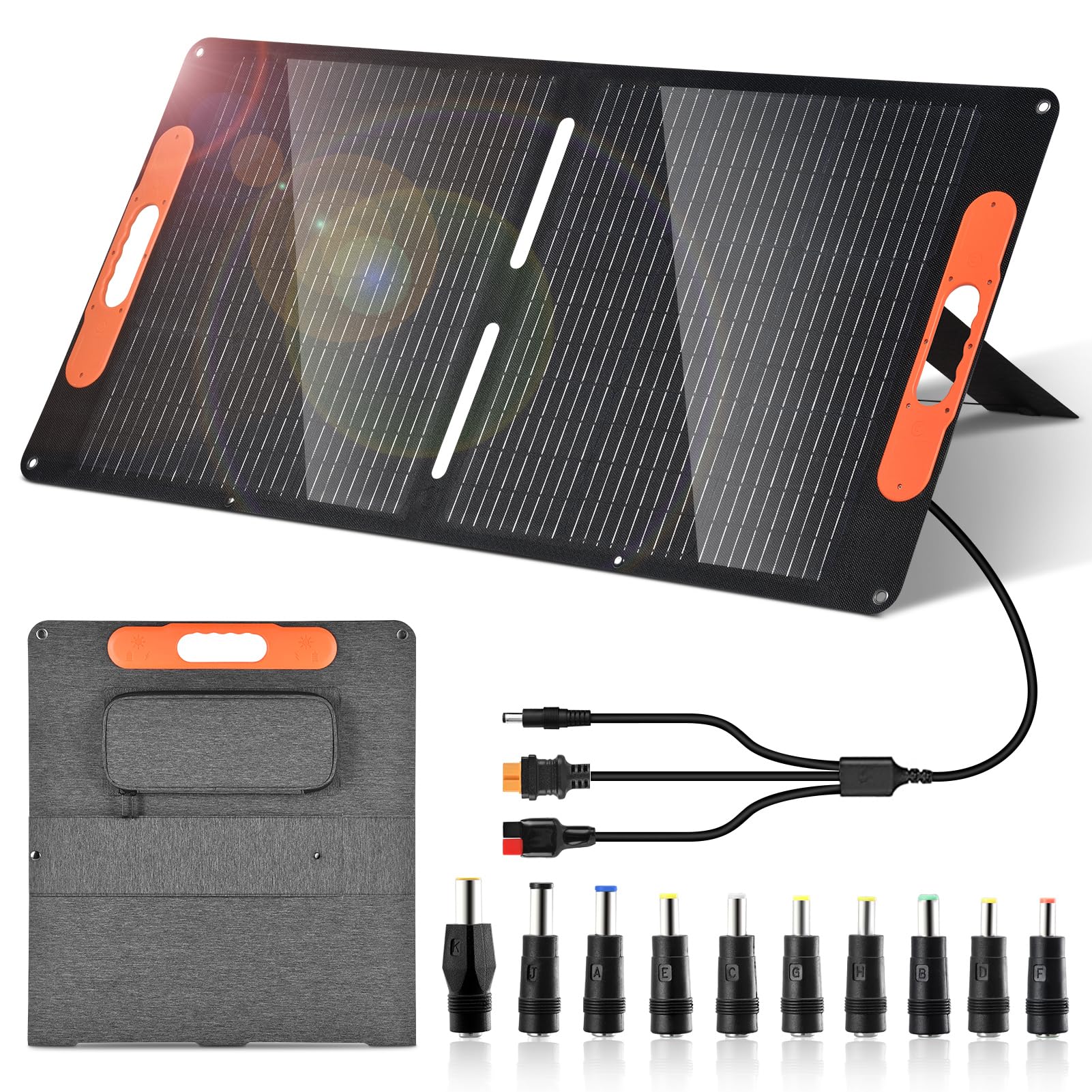 OTOUCH ソーラーパネル 100W 20V 折りたたみ式 ソーラーチャージャー ETFE PD65W QC3.0急速充電 並列接続可 24％高交換効率 一体化成形デザイン スマホやタブレットに充電可能 防災対策/停電対策/キャンプ/車中泊/非常用ソーラー充電器 アウトドア向き IP68防水 自動車バッテリー 汎用タイプ商品画像