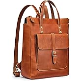 S-ZONE Women Genuine Leather Backpack Purse Retro Top-handle Bags Vintage Totes