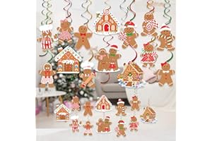 KOCKUU 30pcs Gingerbread Party Decorations Hanging Swirls Christmas Gingerbread Streamers Decor for Christmas Birthday Party Supplies