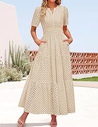 ZESICA Women's 2025 Summer Short Sleeve Maxi Dress