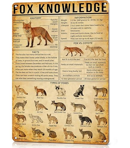 Amazon.com: HYBLOM Vintage Types Of Foxes Metal Tin Sign