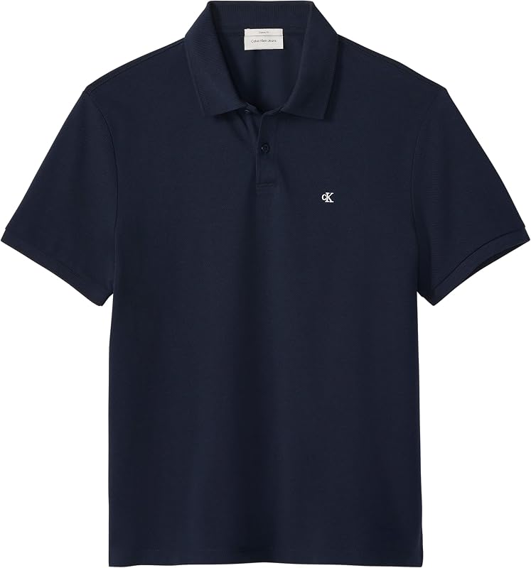 Polo Manches Courtes Homme Monogram Pique en Coton, Bleu (Dark Sapphire), L — photo 6 sur 8