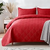 Whale Flotilla Extra Soft King Quilt Bedding Set, Lightweight Red Bedspreads Quilt King Size with Modern Pattern, Reversible 3-Piece Coverlet with 2 Pillow Shames for All Seasons