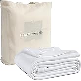 LANE LINEN Soft Blankets King Size – 100% Cotton Blanket with Herringbone Design, Lightweight Cooling for Summer, Warm for Winter, All-Season Comfort, King Size 90"x108" – White