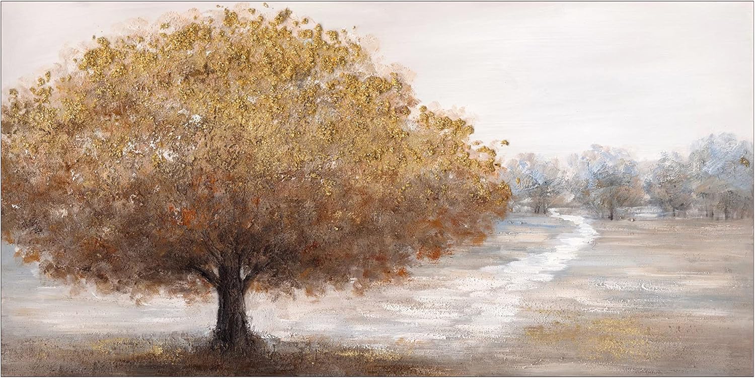 Paintings - No Framed 24x48 inch Large Size Golden Tree Nature Aesthetics Oil Painting Canvas Wall Art Prints High-end Corridor Murals Bedroom Living Room Home Decoration