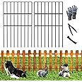 QIEGL 10pcs Garden Fence Animal Barrier 10.8ft(L) X 17in(H) No Dig Barrier Fencing Dog Rabbits Blocker 9 Vertical Metal Wire Rustproof Border Decorative Fences for Outdoor, Yard, Patio