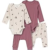 Modern Moments by Gerber Unisex Baby Viscose 4-pack Bodysuit & Pant Set
