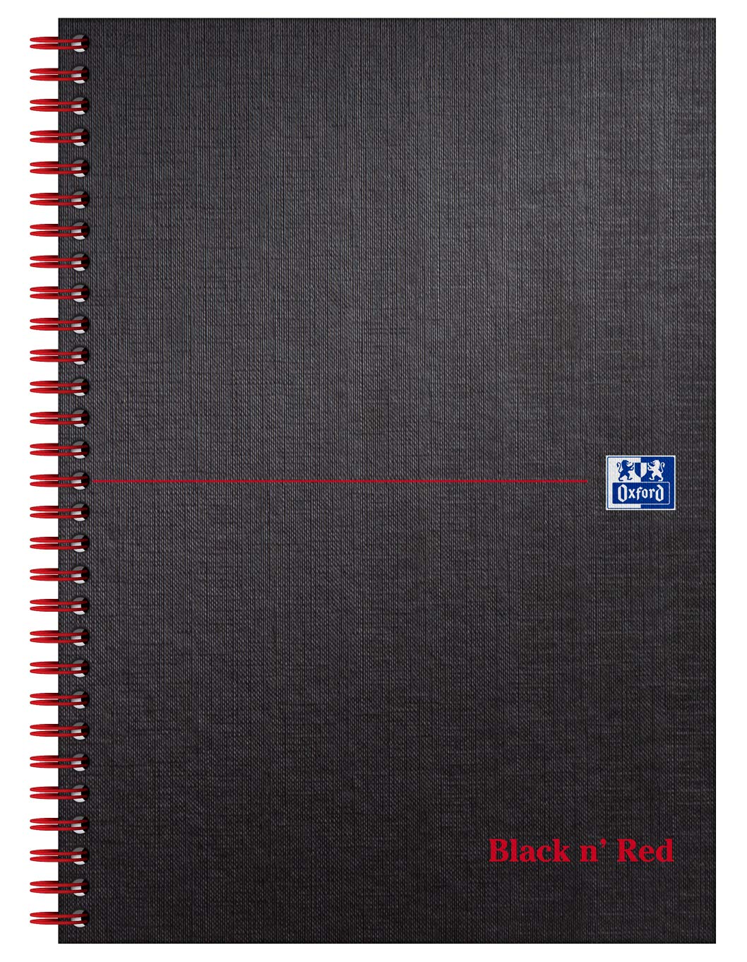 Oxford Black n' Red B5 Wirebound Hardback Ruled and Perforated Notebook - Matt Black