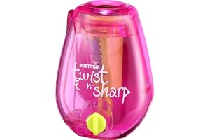 Bostitch Office Twist-n-Sharp Pencil Sharpener, for Kids & Colored Pencils, Assorted Colors (PS1-PINK-EC)