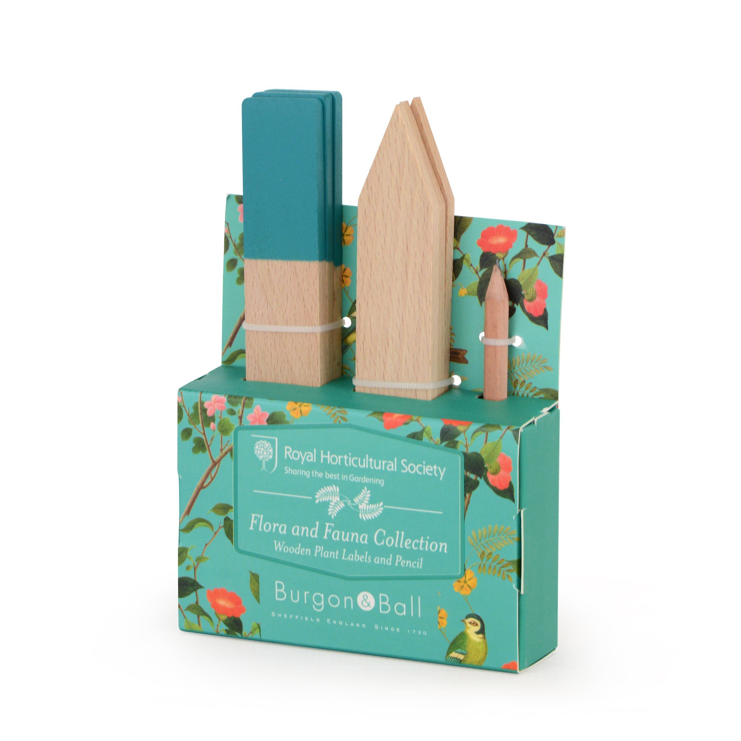 Burgon & Ball Flora and Fauna Wooden Plant Label 6-Piece Set, 16.5 cm Length x 2.5 cm Width